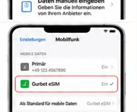 eSIM für Daten wählen